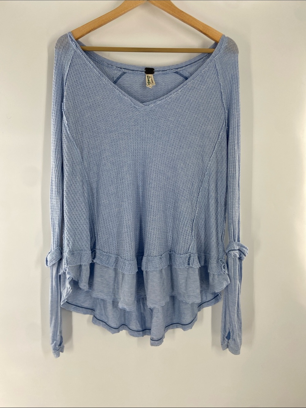 We the Free Light Blue Off the Shoulder Long Sleeve Top Size XS Gently Used